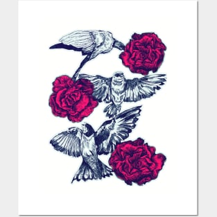 Rose & Swallows Posters and Art